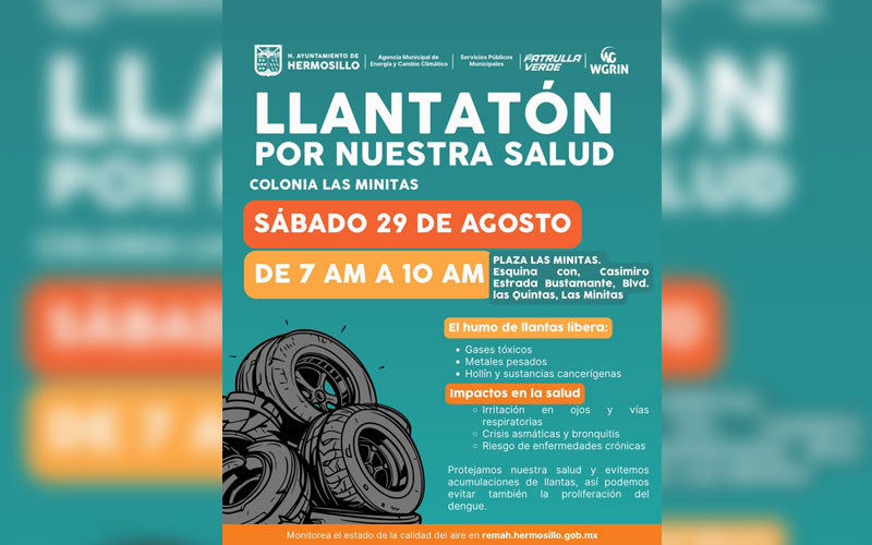 Realizarán “Llantatón por nuestra salud” en Las Minitas