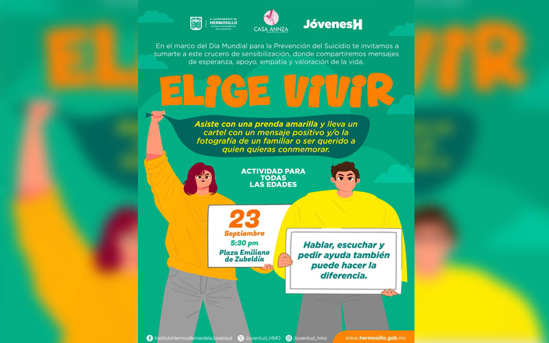 Hermosillo realizará crucero “Elige Vivir” para promover la prevención del suicidio