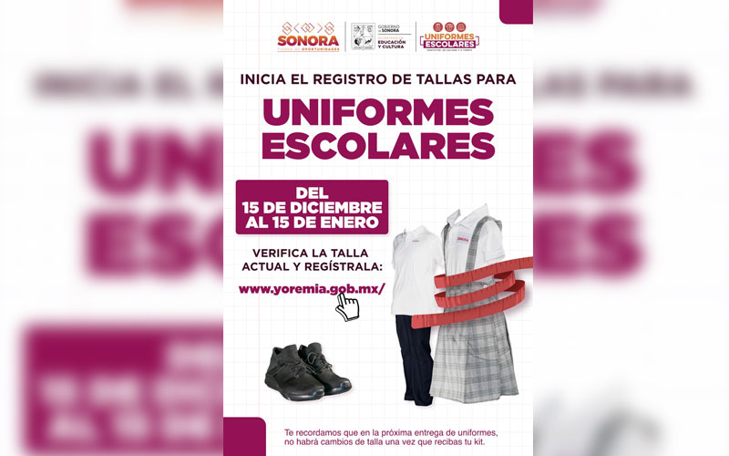 Inicia actualización de tallas para uniformes escolares gratuitos del ciclo 2026-2027 en Sonora
