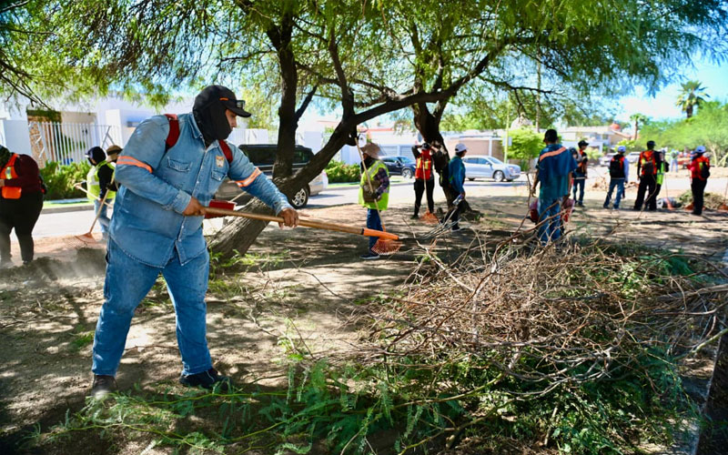 Cuadrillas de empleo temporal limpian calles, camellones y panteones de Hermosillo