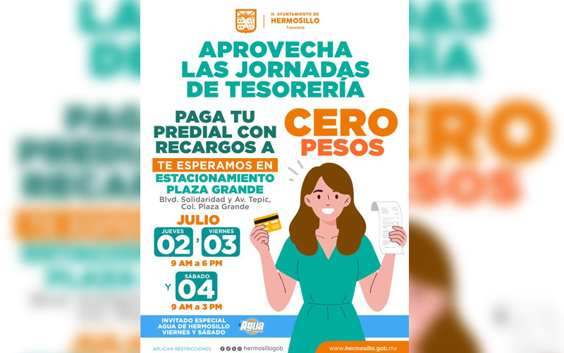 Anuncian jornada con descuentos en predial y multas en Hermosillo