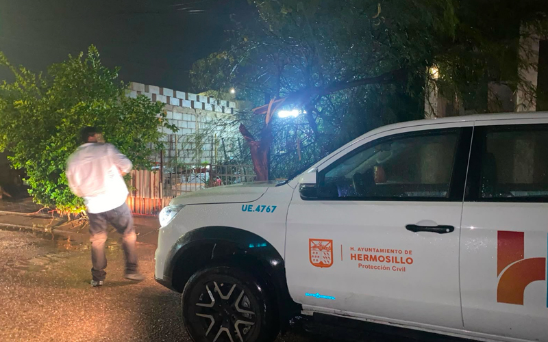 Atienden 27 reportes por lluvias y fuertes vientos en Hermosillo