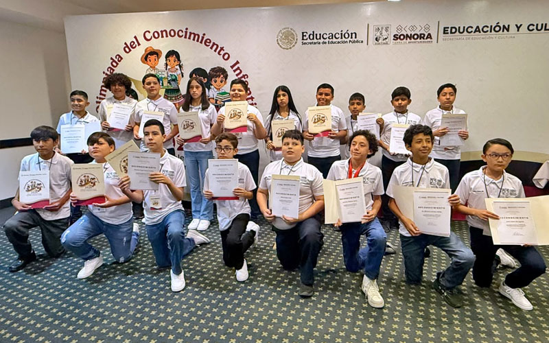 Reconocen a 18 estudiantes sonorenses ganadores de la Olimpiada del Conocimiento Infantil 2026