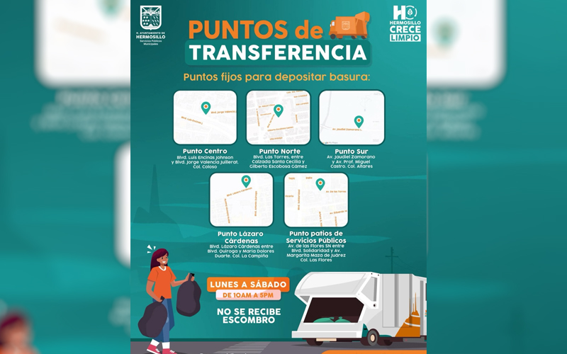 Reciben puntos de transferencia más de 11 mil toneladas de residuos en Hermosillo