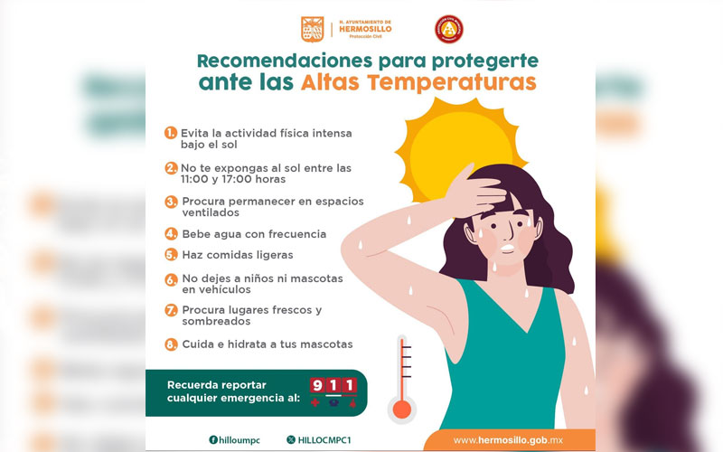 Emite Ayuntamiento de Hermosillo recomendaciones ante altas temperaturas