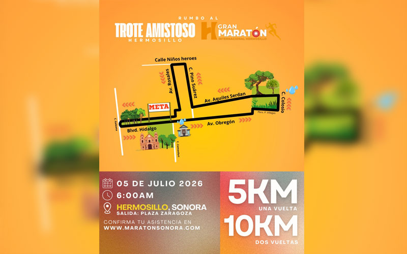 Trote Amistoso recorrerá el Centro Histórico de Hermosillo este domingo