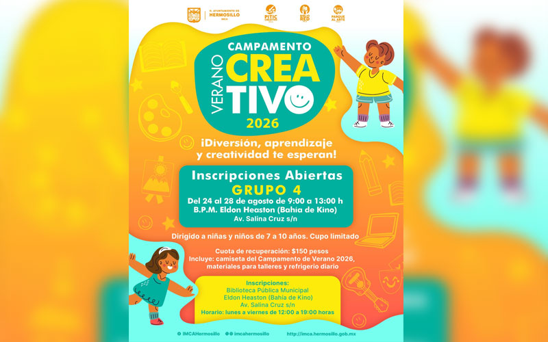 Invitan a niñas y niños al Campamento de Verano Creativo 2026 en Bahía de Kino