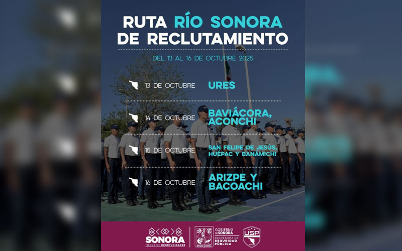 Inicia USP Sonora reclutamiento en municipios del Río Sonora para formar nuevos Policías de Proximidad