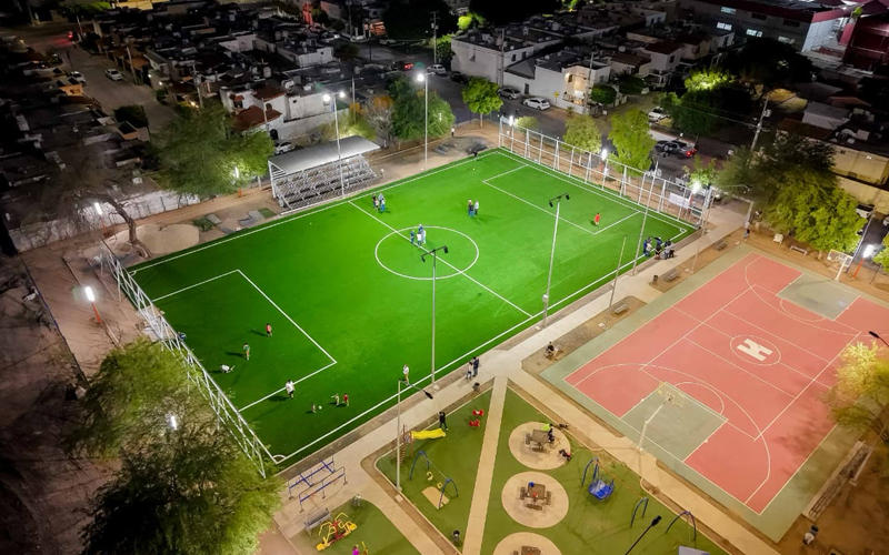Moderniza Gobierno de Hermosillo alumbrado del Parque Deportivo Los Portales