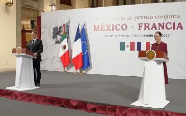 Sheinbaum y Macron se pronuncian por respeto a soberanía de los Estados y atención a causas de la violencia