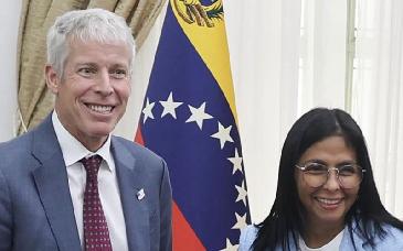 Delcy Rodríguez recibió en Miraflores al secretario de Energía de EU, Christopher Wright