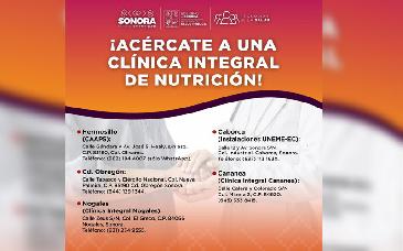 Promueve Sonora salud y alimentación equilibrada con clínicas nutricionales en cinco municipios