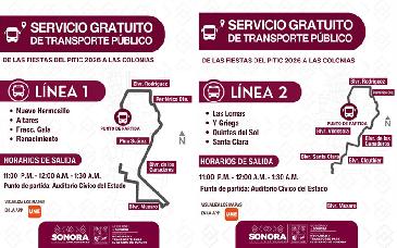 Habrá transporte gratuito para Fiestas del Pitic 2026 en Hermosillo