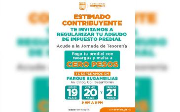 Acercará Tesorería Municipal Programa de Regularización de Predial a colonia Bugambilias