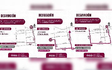 Anuncian desvíos temporales en rutas del transporte urbano por cierres viales en el Centro de Hermosillo