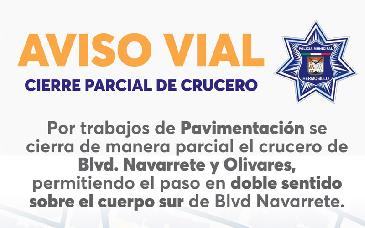 Iniciarán este 3 de febrero trabajos de rehabilitación en crucero Navarrete y Olivares